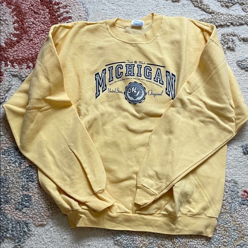 Hanes Yellow Michigan Women's Crewneck Sweater
